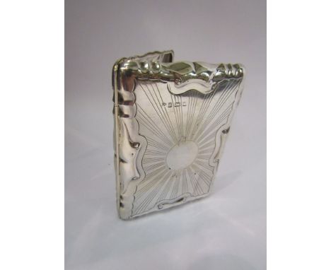A Charles S Green &amp; Co ornate silver card case, engine turned detail, marked Birmingham 1904, 11cm long, 79g