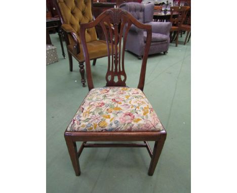 A circa 1800 mahogany Chippendale design chair the pierced central splat with carved ''Prince of Wales'' feather decoration o