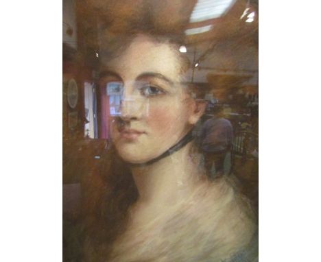 FAITH K. BOSWELL (Mrs Sage) (fl. 1918-1938) portrait of female, ebonised frame and glazed, 44cm x 34cm