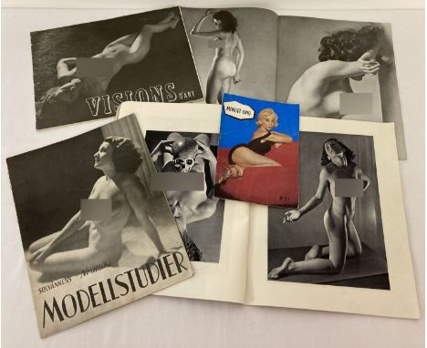 5 vintage nude model photographic magazines.  