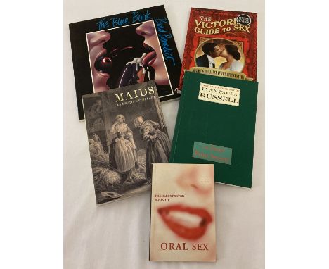 5 paperback adult erotic books to include The Blue Book by Brad Benedict. Lot also includes: The Victorian Guide to Sex by Fe
