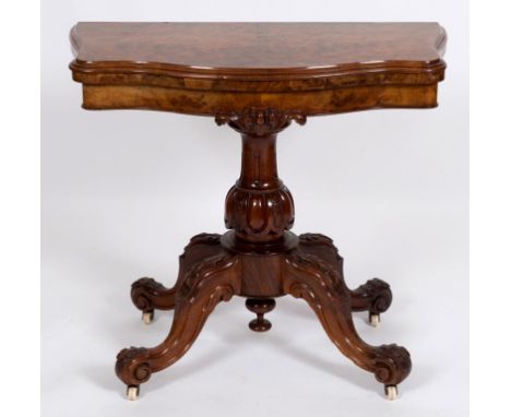 A Victorian burr walnut card table, with serpentine front, 85 cm wide  See illustration Condition report Report by GHGeneral 