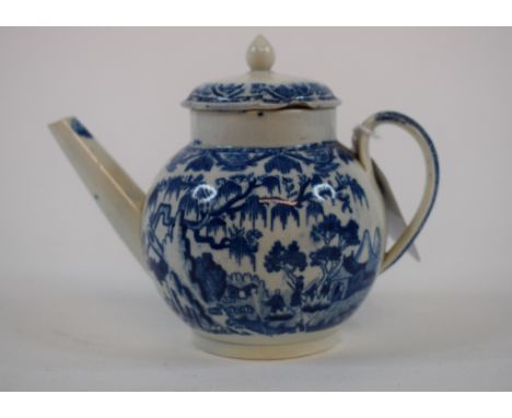 An 18th century Worcester type porcelain teapot and cover (a.f.) 10 cm high