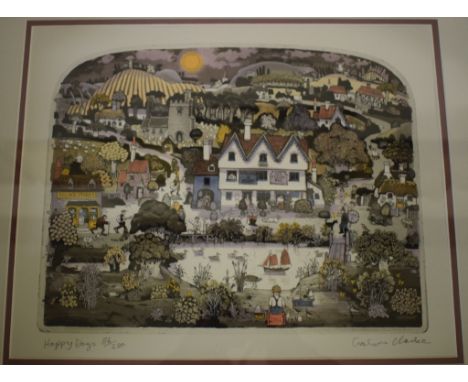A Graham Clarke limited edition print, Happy Days, 56/250, signed in pencil to the margin, other related volumes and ephemera