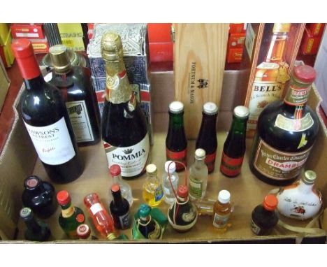 A bottle of Penfolds Rawson's Retreat Shiraz Cabernet, 2006, a bottle of Bell's Scotch whisky, other bottles and miniatures (