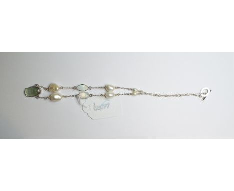 A Via Seres sterling silver and glass cameo Guan Yin necklace, with baroque pearls and moonstone cabochons, boxed