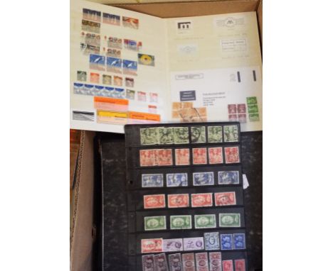Assorted stamps, loose and in albums, first day covers, presentation packs and related items (2 boxes)
