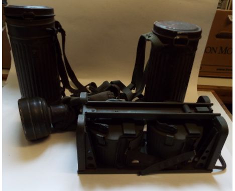 Two German World War II era gas masks and canisters, a lamp and other items Condition report ReportPlease note that owing to 