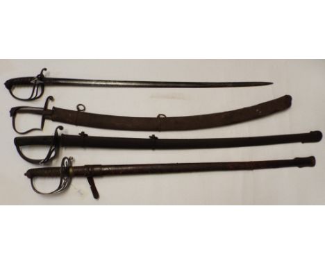 A 19th century sword, with scabbard, two other swords and scabbards, and another sword (damages) (4)