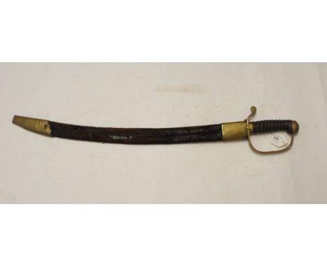 A 19th century sword, with a fishskin grip (lacks wire binding), with a scabbard