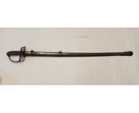 A Queen Victoria light infantry type sword, with a metal scabbard