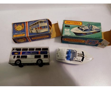 Two Matchbox models, Jubilee Bus and Police Launch. UK P&amp;P Group 1 (£16+VAT for the first lot and £2+VAT for subsequent l