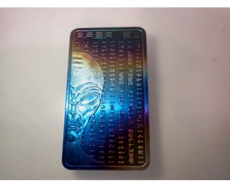 1oz iridescent Titanium ingot. UK P&amp;P Group 0 (£6+VAT for the first lot and £1+VAT for subsequent lots) 