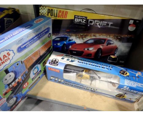 Bachmann Thomas &amp; Friends OO gauge set, a helicopter and Subaru BRZ print set. Not available for in-house P&amp;P 