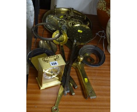 Parcel of brassware including chestnut roaster, tray, horse brasses, ladle etc