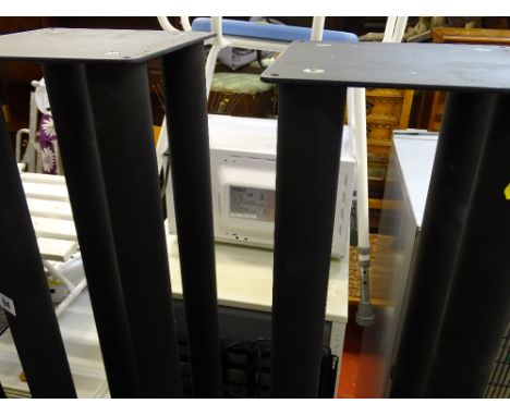 Pair of square based pillared speaker stands, approx 1030mm high