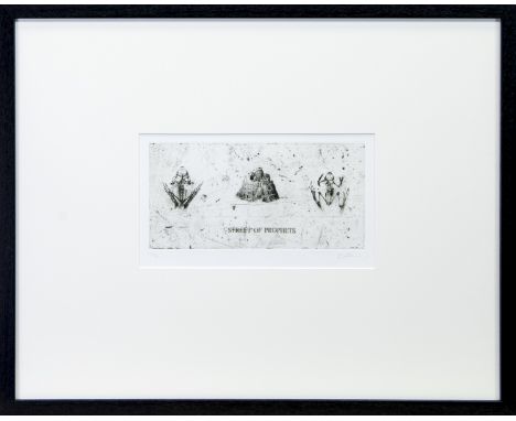 * STUART DUFFIN, STREET OF PROPHETS etching on paper, signed and numbered 22/60 12.5cm x 22.5cm Mounted, framed and under gla