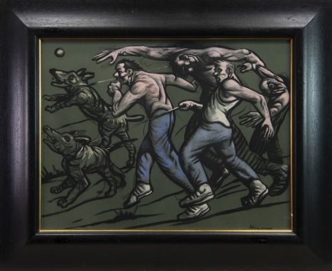 * PETER HOWSON OBE (SCOTTISH b 1958), BAND OF BROTHERS pastel on paper, signed 46cm x 60cm Framed and under glass