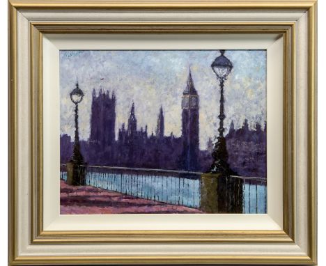 * TIMMY MALLET (1955-), WESTMINSTER oil on board, signed 41cm x 51cm Framed Note: Timmy Mallett’s award-winning Impressionist