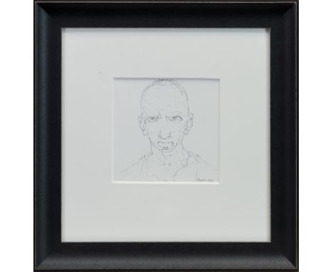 * PETER HOWSON OBE (SCOTTISH b 1958), UNTITLED ink on paper, signed and dated 2019 14cm x 14cm Mounted, framed and under glas