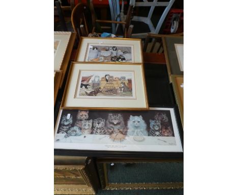 Three Cat Prints, Louis Wain and Linda Jane Smith 