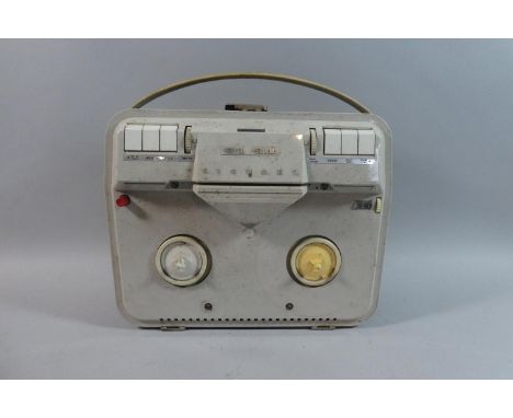 A Vintage Grundig Reel-to-Reel Tape Recorder with Reslo Microphone 