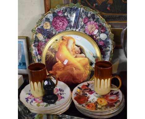 A Tray Containing Royal Worcester Limited Edition Cake Plate, 'Flaming June', Set of Royal Albert Floral Pattern Plates, Inui
