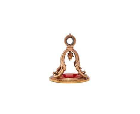 AN EARLY 19TH CENTURY FOB SEAL, SIR GEORGE KING, EARL OF KINGSTON  The oval polished cornelian matrix engraved with the crest