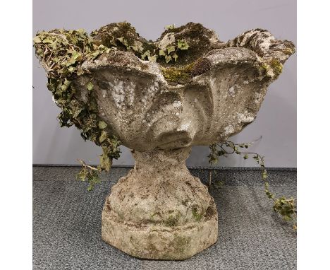 A vintage concrete garden planter, Dia. 55cm, H. 47cm.