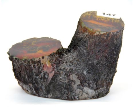 An interesting resin tree trunk style preserved butterfly sculpture, H. 10cm, W. 20cm.