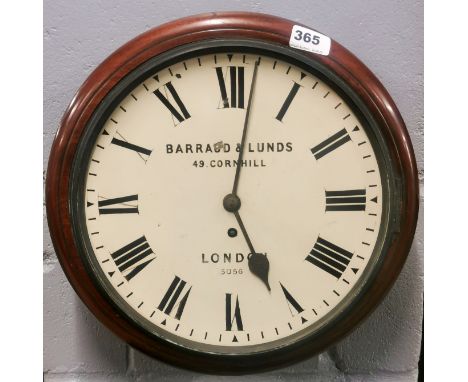 A 19th century mahogany fusee wall clock by Barraud &amp; Lunds London, Dia. 37cm.