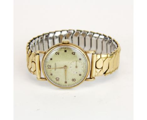 A gent's vintage 9ct gold Rotary wristwatch, NWO, dial Dia. 3cm.