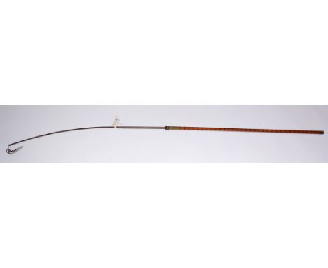 A vintage extending salmon tailer with split cane handle (no maker's name).