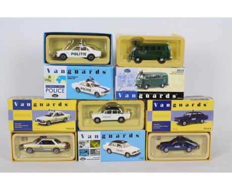 Vanguards - Five boxed diecast 1:43 scale Limited Edition 'Police' vehicles from Vanguards. Lot includes VA12602 Ford Escort 