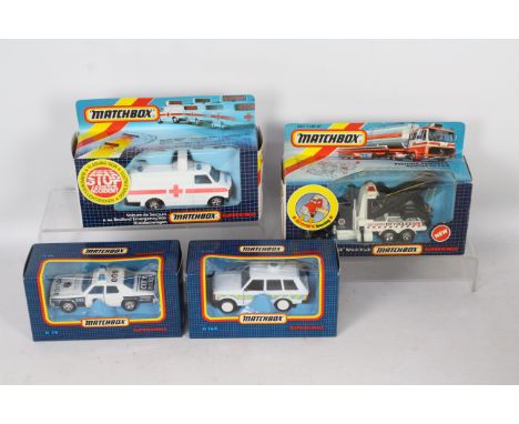 Matchbox SuperKings - Four boxed Matchbox SuperKings diecast model vehicles. Lot consists of K-121 Peterbilt Wreck Truck; k-1