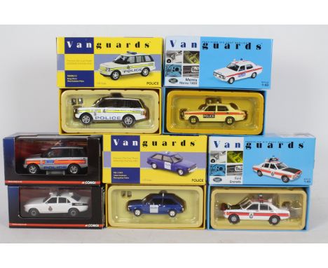 Vanguards - A squad of six Limited Edition diecast 1:43 scale 'Police' vehicles from Vanguards. Lot includes VA11301 Talbot S