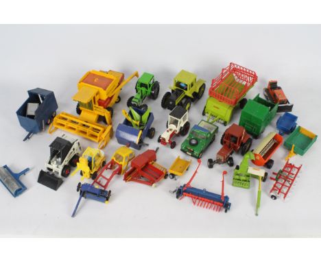 Britains - Corgi - Gama - A group of 20 x unboxed vehicles and trailers including Gama Bobcat, Britains New Holland TR85 comb