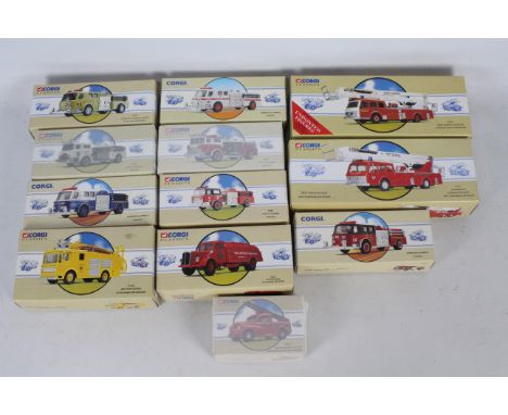 Corgi Classics - 12 boxed Corgi Classic diecast fire appliance / service themed vehicles. Lot includes #97399 Simon Snorkel F