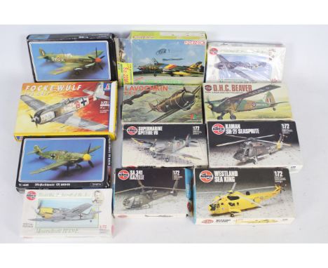 Airfix - Italeri - Starfix - Dragon - 12 x boxed aircraft model kits in mostly 1:72 scale including Westland  Sea King, Focke