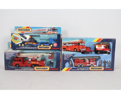 Matchbox SuperKings - Three boxed diecast Matchbox SuperKings Fire Engines / Rescue Appliances. Lot consists of K119 Fire Res