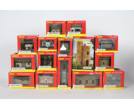 Hornby - Lyddle End - 15 x boxed N gauge buildings including Engine Shed # N8087, Ticklepenny Cottage # N8027, Jack Beeton's 