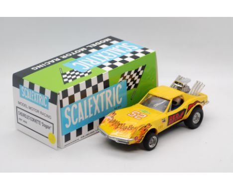 Scalextric Exin (Spain) - A boxed Scalextric Exin #4050 Chevrolet Corvette Dragster. The model in yellow with RN1, marked 'Ma