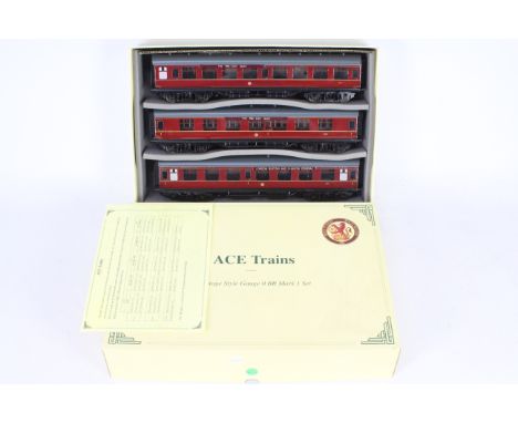 Ace Trains - A set of three O gauge British Rail Mark 1 coaches in maroon with The Mid-Day Scot name boards on. # C13. They a