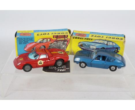 Corgi - 2 x boxed models, Ferrari 250 Berlinetta Le Mans # 314 and Lancia Fulvia Sport Zagato # 332. The Ferrari appears Near