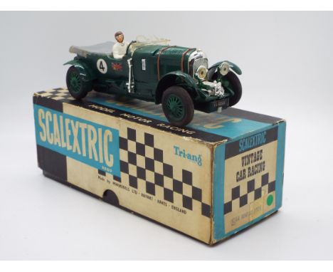 Scalextric - A boxed vintage Scalextric 1962-68 C64 Bentley 4.5. The model in green with RN4 and Union Jack decals, grey tonn