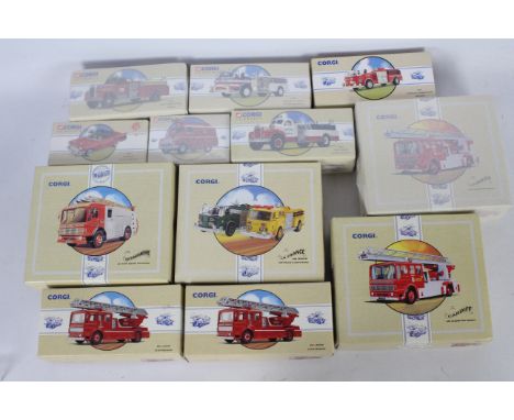 Corgi Classics - 12 boxed Corgi Classic diecast fire appliance / service themed vehicles. Lot includes #97356AEC Ladder Fire 