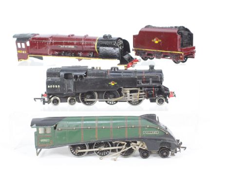 Hornby Dublo - 3 x unboxed OO gauge steam locos for spares or restoration, a BR 2-6-4 tank engine # EDL18, a Class A4 Mallard