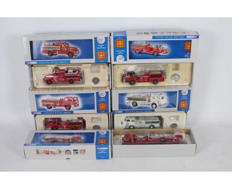 Corgi - A fleet of five boxed Limited Edition diecast 1:50 scale US Fire Engines / Appliances from Corgi Classics 'Premier Mo