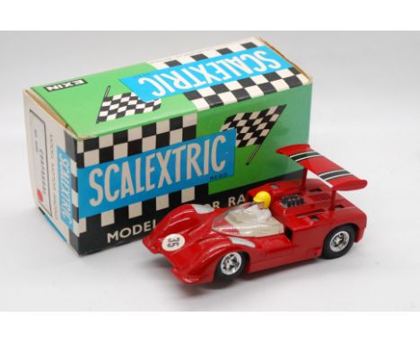 Scalextric Exin (Spain) - A boxed Scalextric Exin #4040 Chaparral. The model in red with RN35 decal to bonnet and stripped de