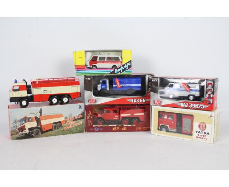 Elecon, Tantal, Kacosa, Others - An interesting collection of six Russian and East European made diecast and plastic Emergenc